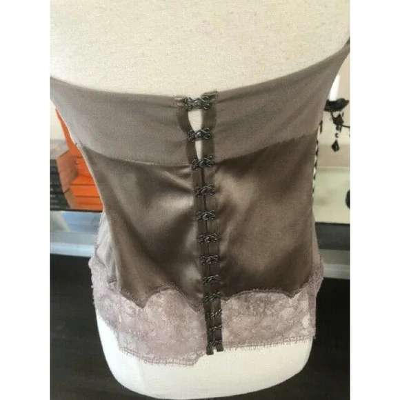Kaufmanfranco Taupe Beige Silk Bustier Corset Top Blouse
